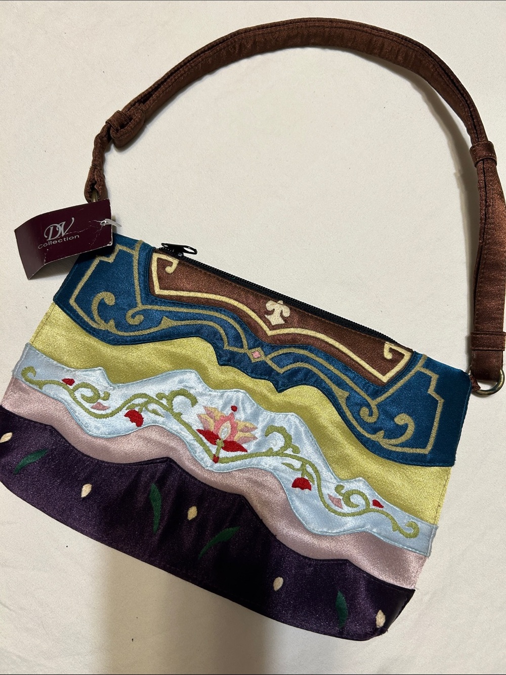 SD Collection Multicolor Embroidered Wristlet Clutch